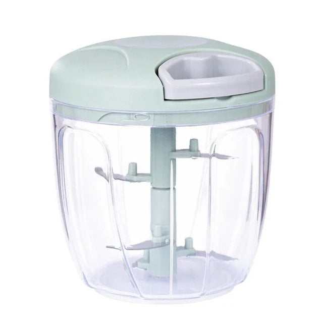500/900ml Manual Food Chopper – Pull-Rope Vegetable Cutter, Garlic & Onion Slicer, Shredder and Salad Maker