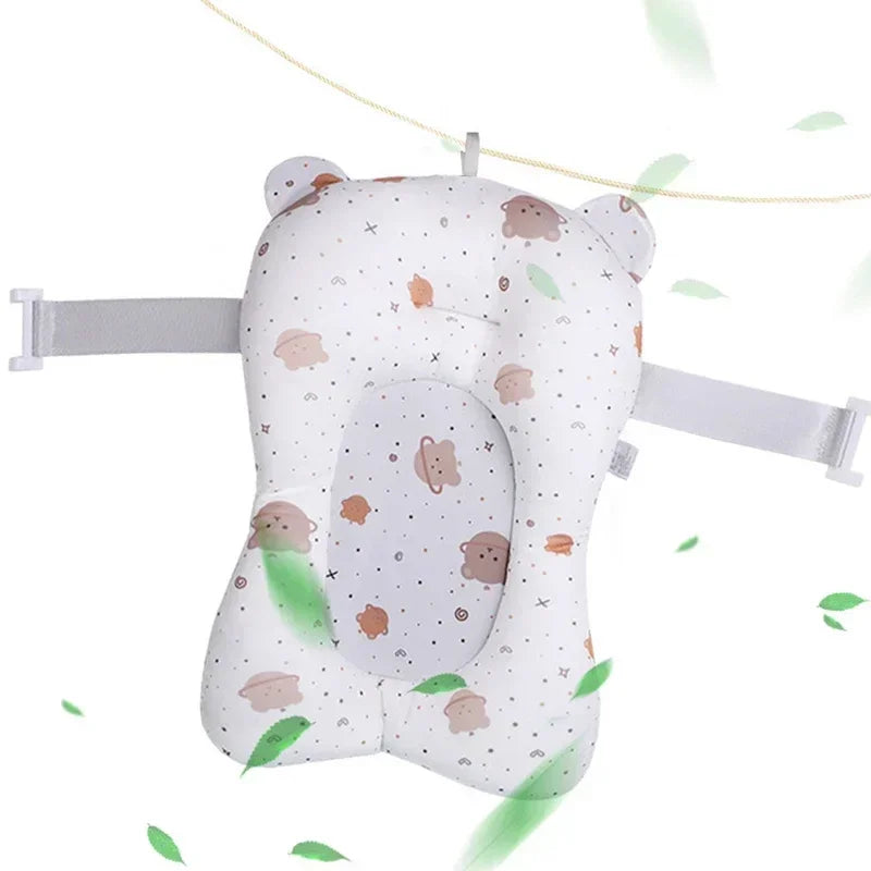 Tapete de soporte para bañera de bebé recién nacido – Cojín de baño plegable antideslizante para bebés, almohadilla de bañera de seguridad con diseño de dibujos animados para baby shower, soporte cómodo para lactancia y baño