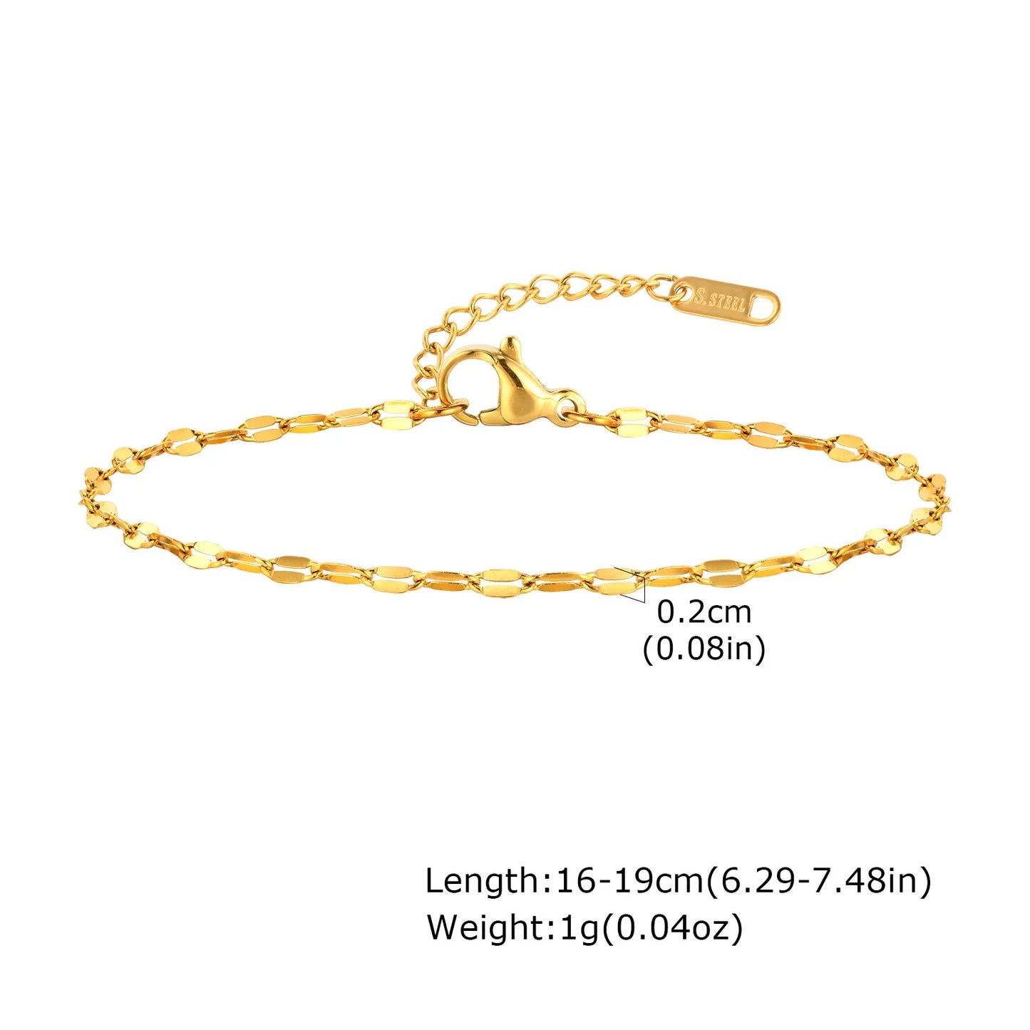 Non-Tarnish Stainless Steel Herringbone Bracelet – Gold Plated Waterproof Stackable Chain Bracelet for Women | Fashion Jewelry Gift