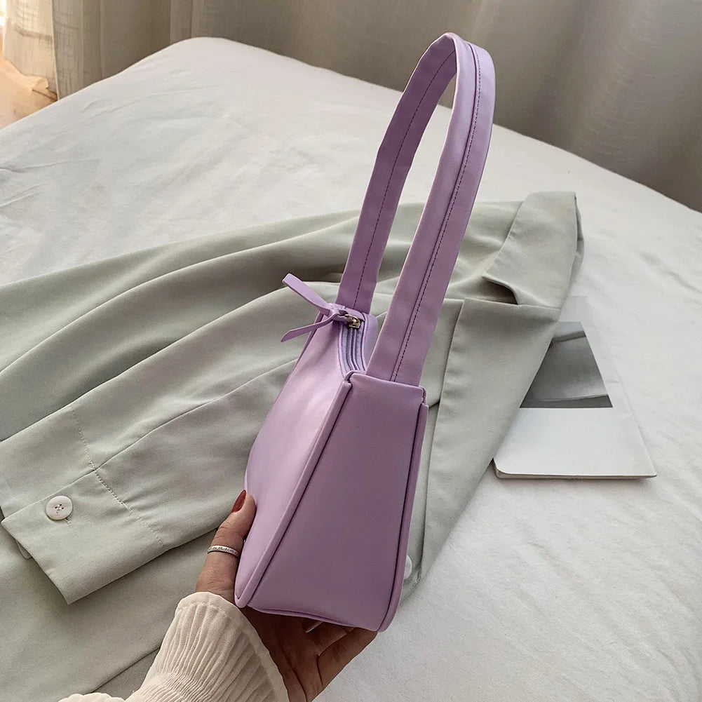 Bolso de hombro retro de piel sintética para mujer – Bolso de mano de moda con asa superior, monedero informal de color sólido para mujer