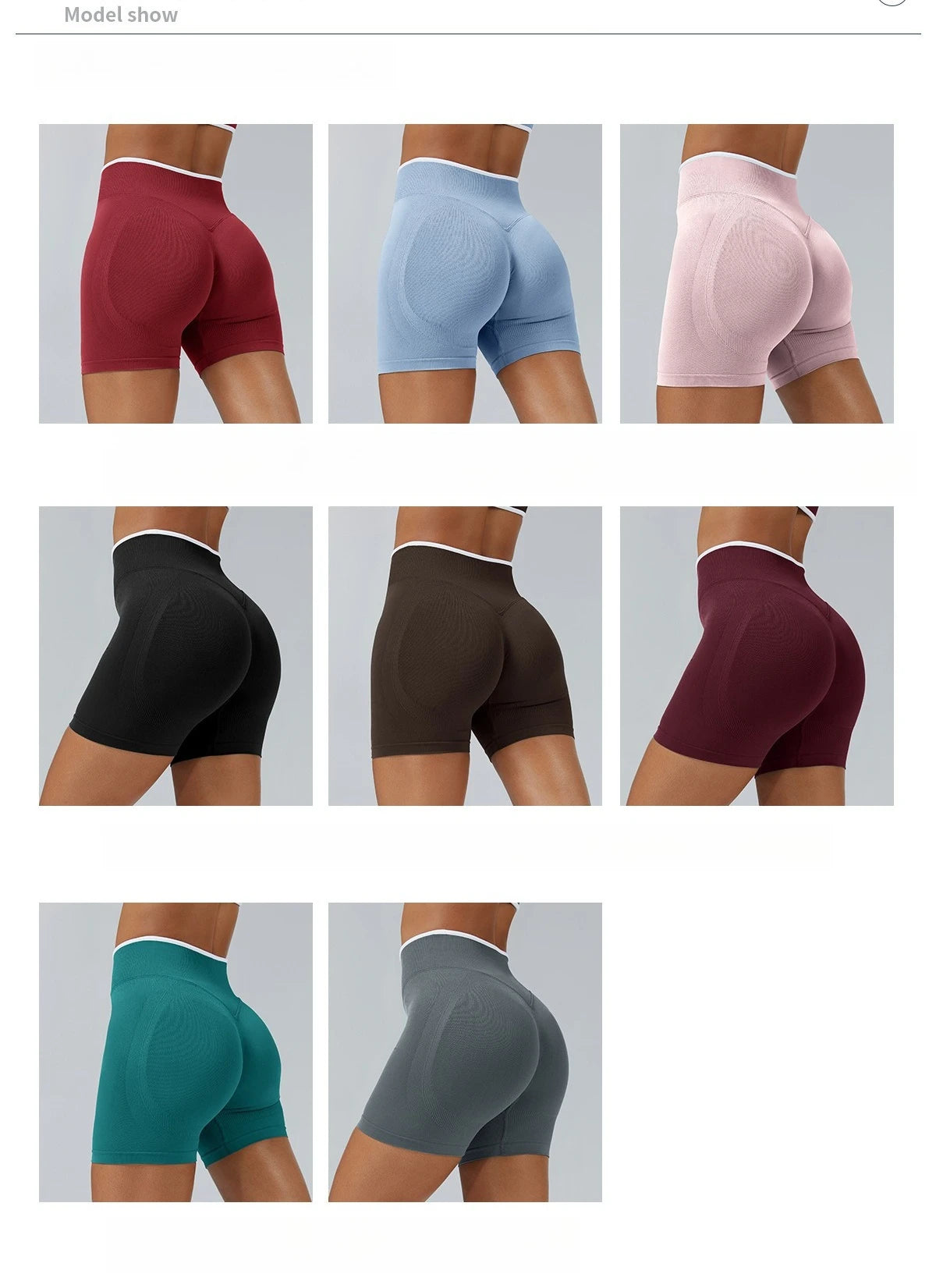 Women’s Seamless High Waist Gym Shorts Color Block Hip Lifting Yoga Running Sports Tight Shorts