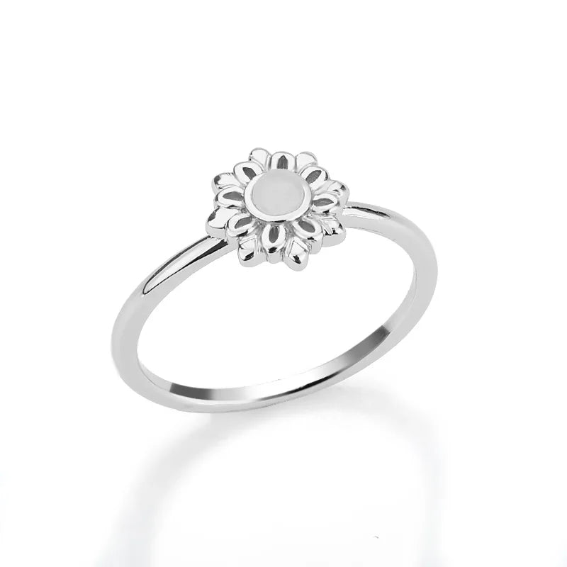 Gold Stainless Steel Lotus Flower Opal Ring – Vintage Oval Stone Statement Ring for Women | Elegant Fashion Jewelry Gift
