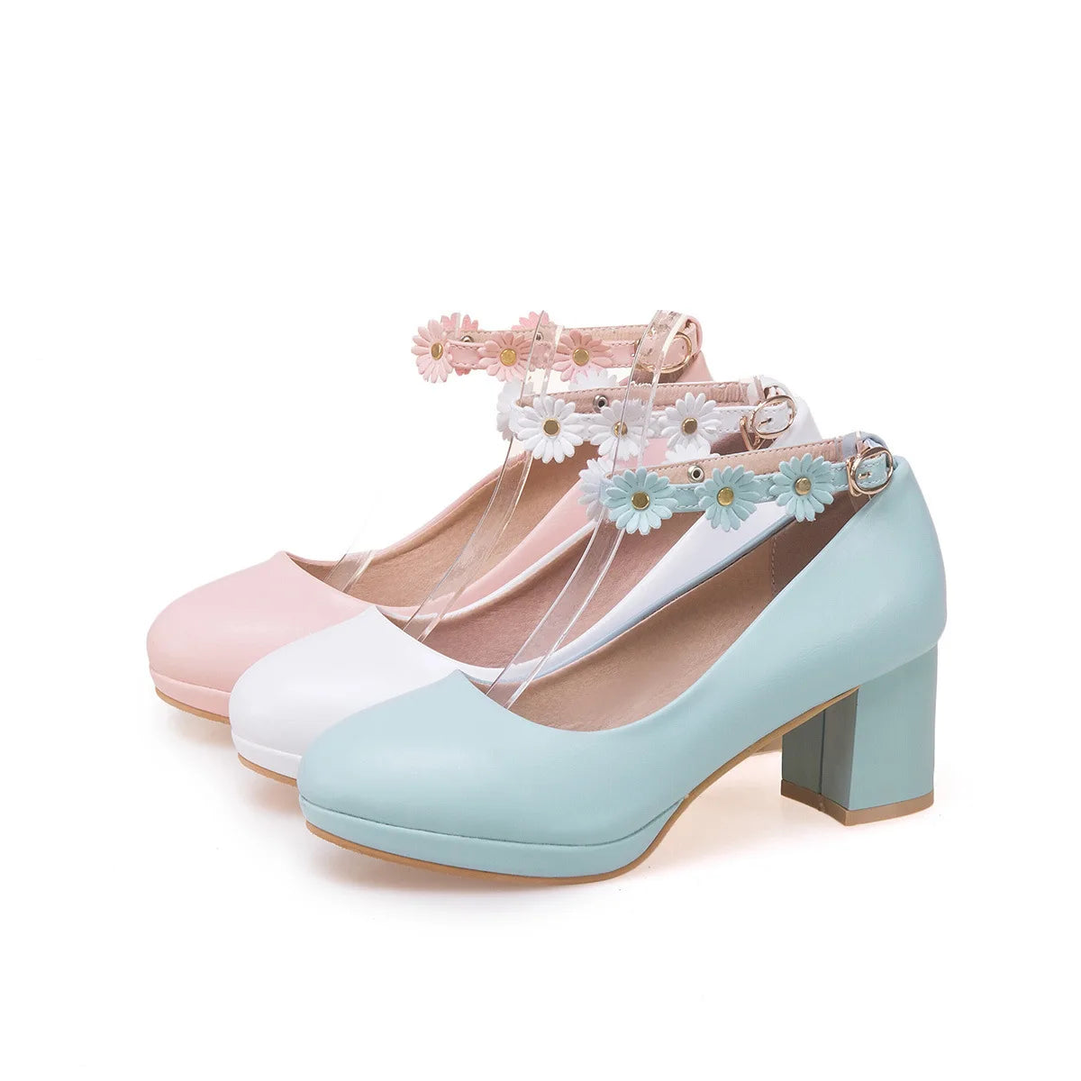 Zapatos de vestir de fiesta y boda con tacón alto de princesa floral para niñas