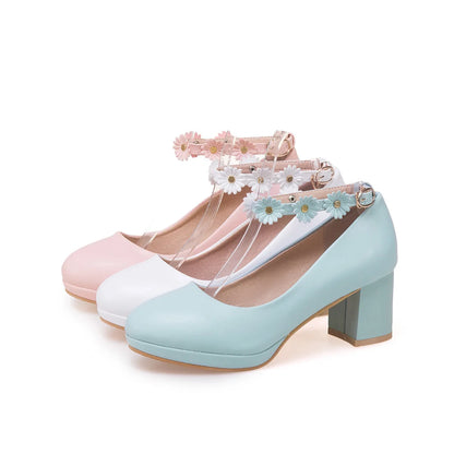 Zapatos de vestir de fiesta y boda con tacón alto de princesa floral para niñas