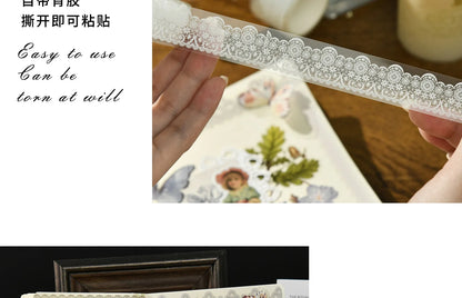 Juego de 6 rollos de cinta washi PET retro de encaje – Cinta adhesiva decorativa para diario, álbum de recortes, bullet journal y manualidades