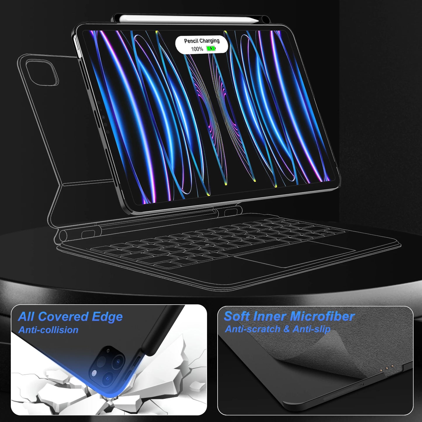 Funda magnética para iPad GOOJODOQ con soporte para lápiz – Compatible con Magic Keyboard para iPad Pro 11/13 M4 (2024), iPad Air 6 y Air 4/5