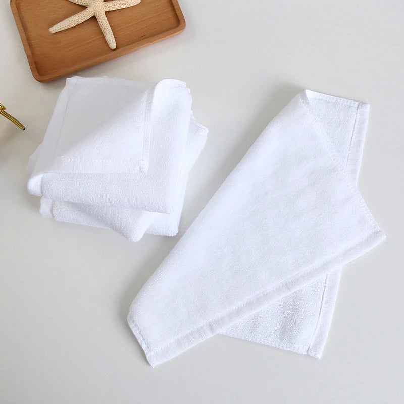 10 Toallas Blancas de Algodón – Pequeñas Toallas de Mano para Cocina, Hotel, Restaurante, Guardería y Salones de Belleza, Suaves y Absorbentes para Uso Doméstico y Comercial