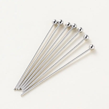 100-Piece 14K & 18K Gold Plated Brass Head Pins Set (16–50mm) – Ball, Flat & Eye Pins for DIY Jewelry Making & Crafts