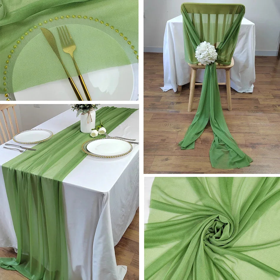 Camino de mesa de gasa - Decoración de arco de boda de tela de seda transparente | Decoración de mesa bohemia para cumpleaños y eventos