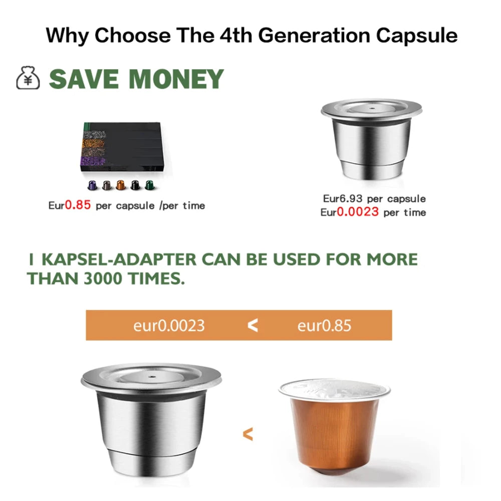 Capsules de café Nespresso réutilisables – Dosettes filtrantes à espresso en acier inoxydable, capsules de café Crema rechargeables avec design amélioré pour machine à café domestique