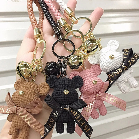 Cute Resin Bow Bear Keychain Charm – Adorable Pendant Key Ring for Bags, Cars, Mobile Phones & Girls’ Gift Accessories