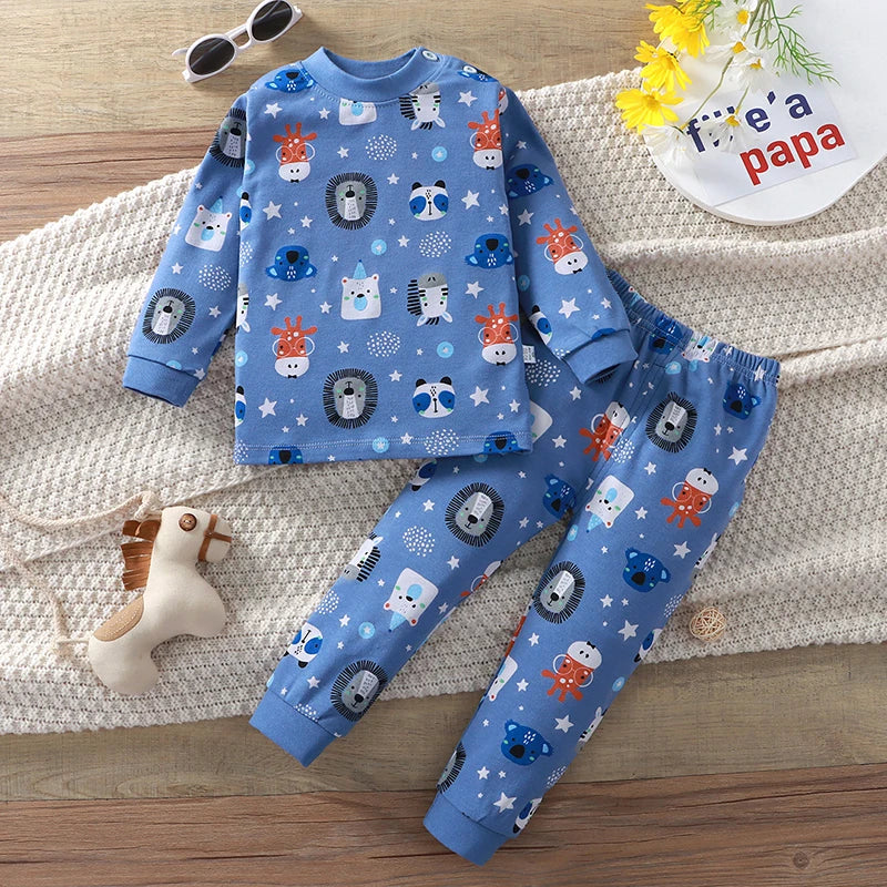 Little Maven Kids' Cotton Clothing Set – Boys & Girls Christmas T-Shirt Top & Pants Outfit for Autumn & Winter, 2-Piece Children's Clothes