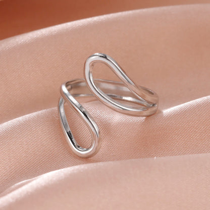 Bague Skyrim en acier inoxydable cœur géométrique pour femme, réglable, ouverte, pour fête, esthétique