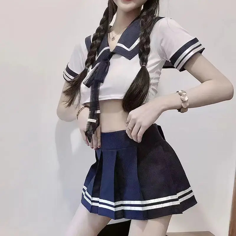 Anime School Uniform Cosplay Costume Set – Mini Skirt & Blouse Roleplay Outfit for Women, Halloween, Party & Convention Wear
