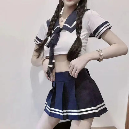 Anime School Uniform Cosplay Costume Set – Mini Skirt & Blouse Roleplay Outfit for Women, Halloween, Party & Convention Wear