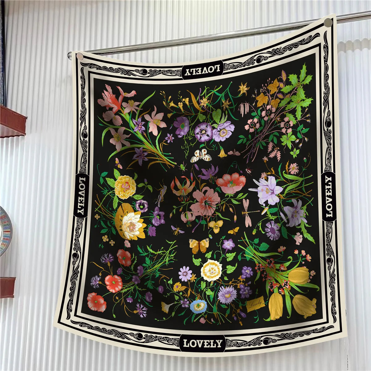 Foulard carré en soie 90 cm pour femme, motif floral, sergé de luxe, bandana, châle, hijab, cache-col, écharpe de tête