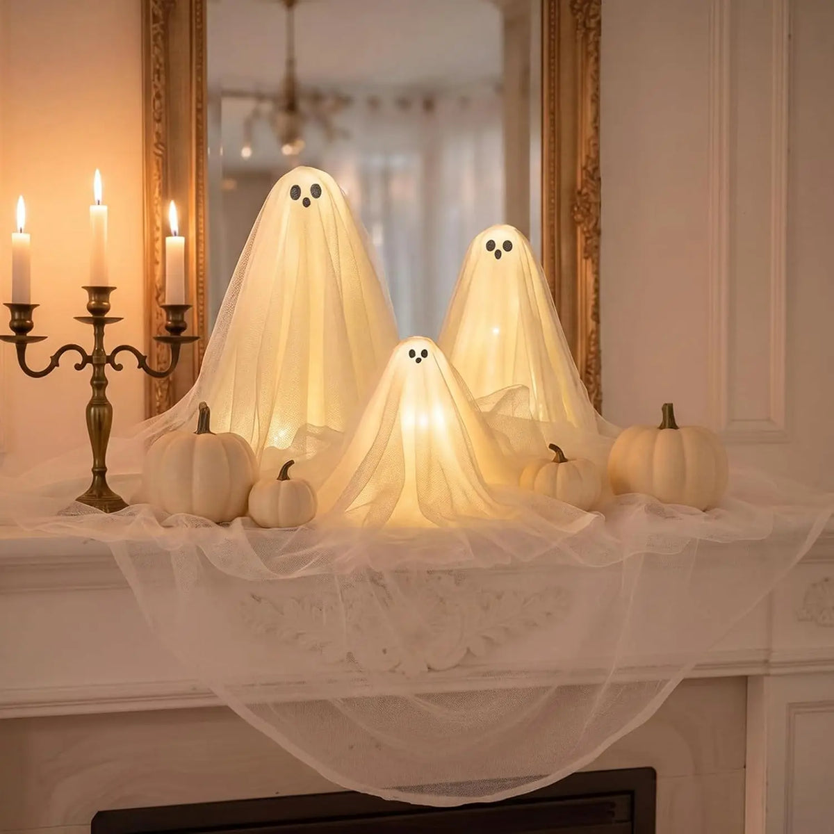 1/2/3 Sets Halloween Lighted Ghost DIY Decoration Kit, Warm White Spooky Table Lamp, Ghost Table Centerpiece, Indoor Halloween Party Decor and Festive Home Accessories