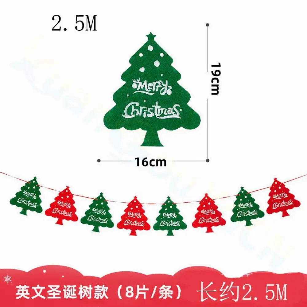 Felt Merry Christmas Banner – Santa Claus Xmas Flag Decoration for Home, Noel Holiday Party & New Year Decor