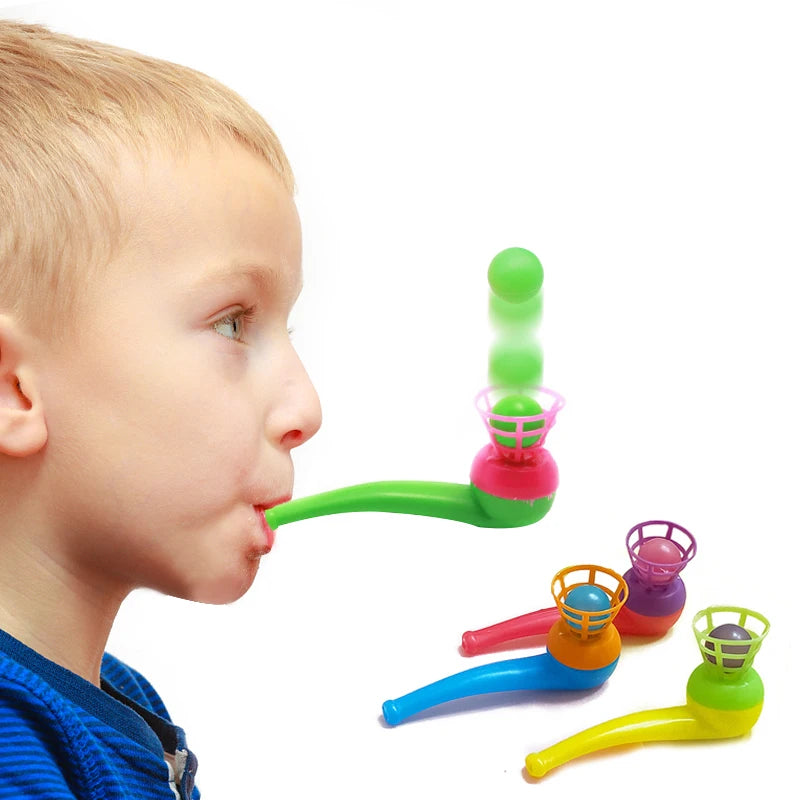 10Pcs Plastic Pipe Blowing Ball Toys – Outdoor Sports Balance Training & Learning Game Set for Kids, Funny Educational Gift