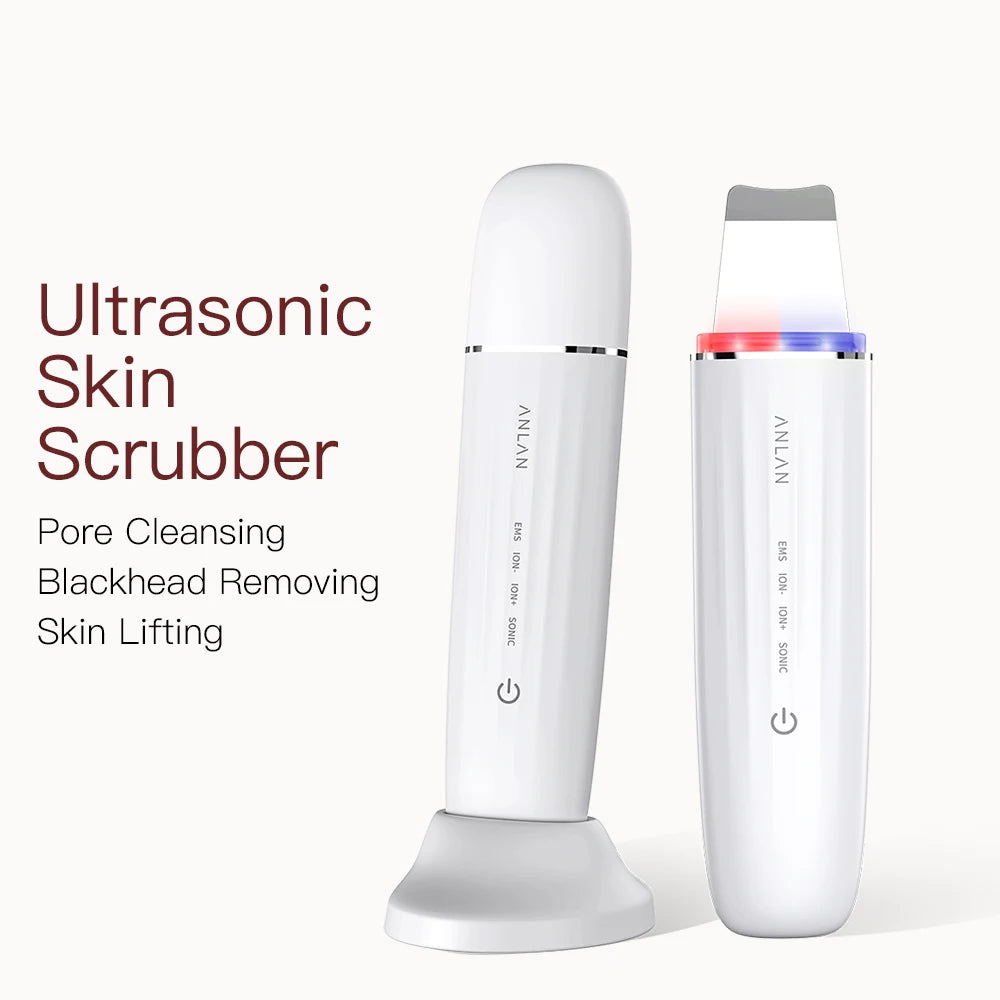 ANLAN Limpiador Facial Ultrasónico – Limpiador de Poros Profundo con Peeling Ultrasónico, Dispositivo LED Rojo y Azul para Lifting Facial (Resistente al Agua IPX7)