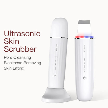 ANLAN Limpiador Facial Ultrasónico – Limpiador de Poros Profundo con Peeling Ultrasónico, Dispositivo LED Rojo y Azul para Lifting Facial (Resistente al Agua IPX7)