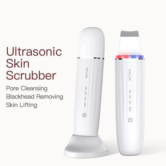 ANLAN Nettoyant Ultrasonique Visage – Nettoyage Profond des Pores avec Peeling Ultrasonique, Appareil de Lifting Facial LED Rouge et Bleu (Étanche IPX7)