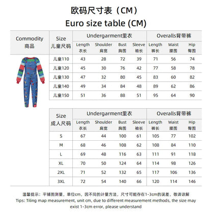 Chucky Inspired Cosplay Costume – Men & Women Horror Film Outfit Set (Shirt & Pants) for Halloween, Carnival & Party Roleplay