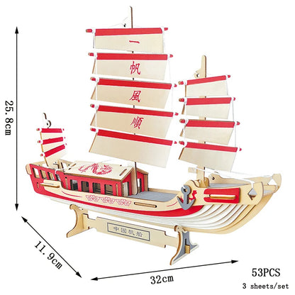Maqueta 3D de Barco de Vela de Madera – Kit de Montaje de Barco de Madera DIY, Juguete Educativo de Construcción, Proyecto de Manualidades Creativo y Regalo de Fiesta para Niños