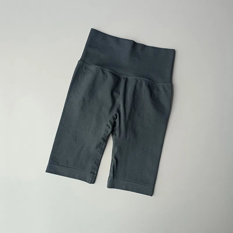 Pantalones cortos de yoga de cintura alta para mujer – Pantalones cortos deportivos fruncidos para realce de glúteos, para correr, gimnasio, fitness y control de abdomen