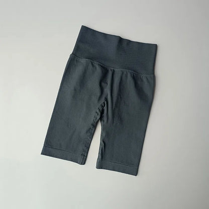 Pantalones cortos de yoga de cintura alta para mujer – Pantalones cortos deportivos fruncidos para realce de glúteos, para correr, gimnasio, fitness y control de abdomen
