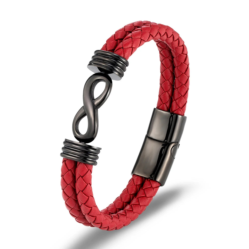 Inspirational Infinity Number 8 Leather Bracelet for Men – Motivational Cuff Bangle, Anniversary & Father’s Day Gift