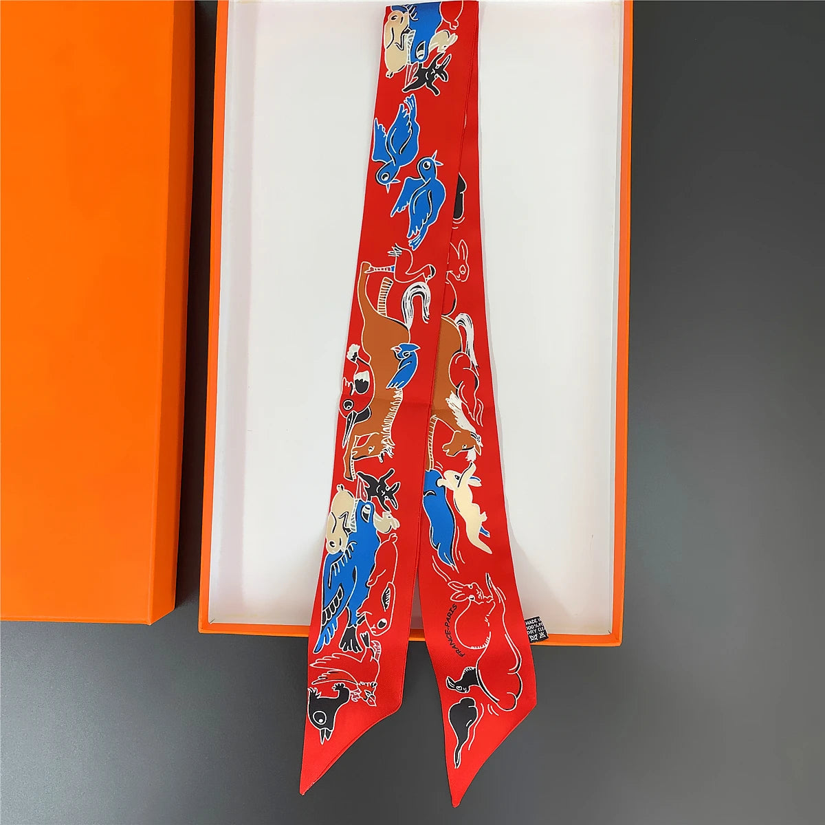 Pañuelo estrecho de sarga de seda 100 % de lujo para mujer, diseño de marca, pañuelo para bolso, pañuelo para el cuello, diadema para el pelo