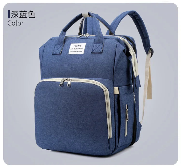 Sac à langer de grande capacité pour bébés avec matelas à langer – Sac à langer de maternité imperméable pour mamans avec rangement pour biberons et lit de bébé