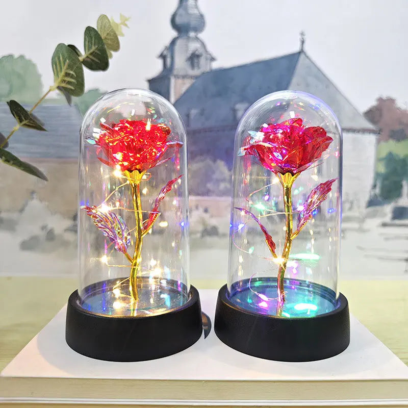 Eternal Rose LED Light in Glass Dome – Romantic Valentine’s Day Gift for Girlfriend | Forever Flower Decoration for Wedding, Mother’s Day & Bridesmaid Gifts