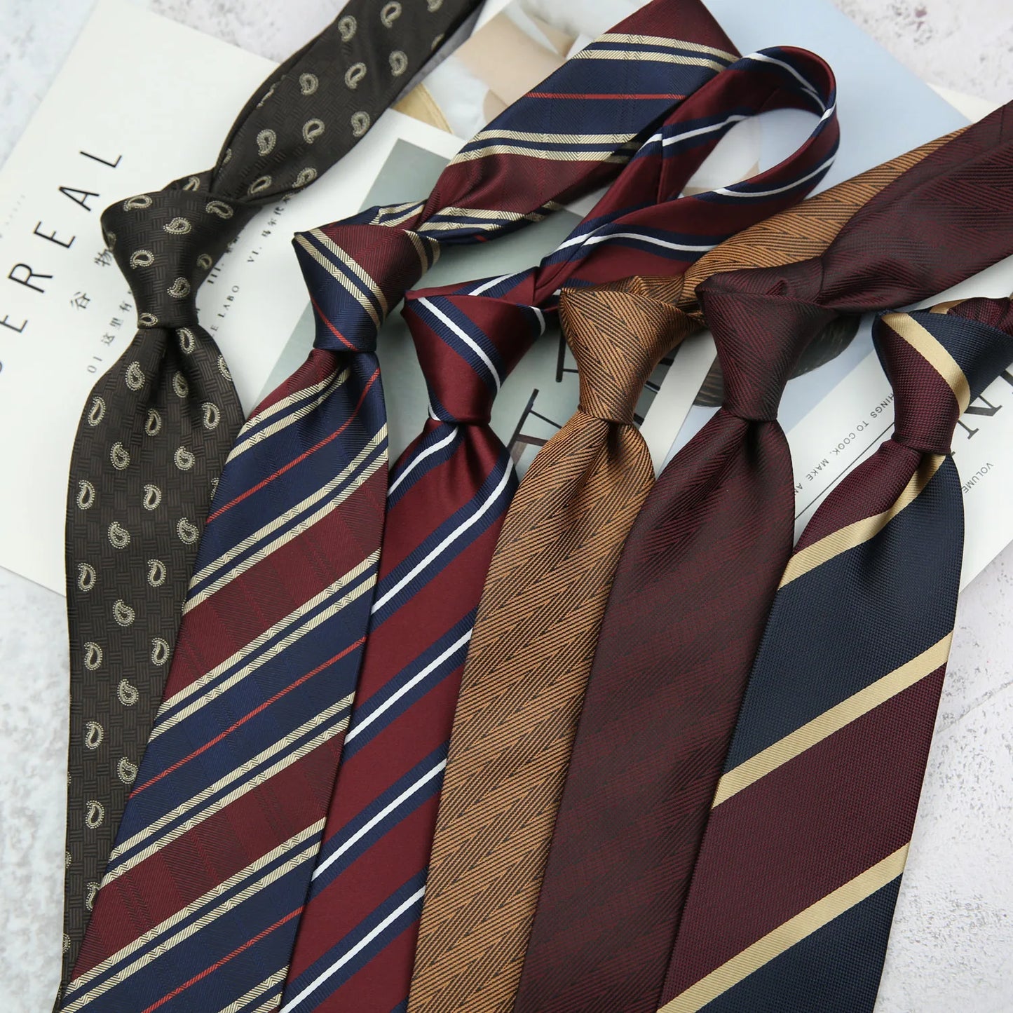 Corbata de hombre de 8 cm con rayas tejidas, formal de negocios para bodas, oficina y fiestas