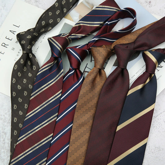 Cravate tissée rayée de 8 cm pour homme, élégante pour le bureau et les fêtes