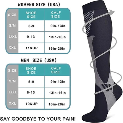 Compression Socks 20–30mmHg Knee High Support Stockings for Men & Women – Running, Cycling & Varicose Vein Relief (EU 36–50)