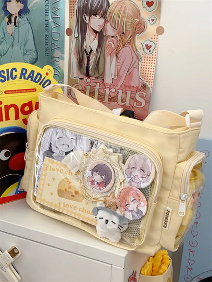 Bolso bandolera transparente de moda – Bolso de hombro Ita de gran capacidad para niñas, bolso mensajero de estilo escolar a la moda, bolso Kawaii versátil para uso diario y accesorios