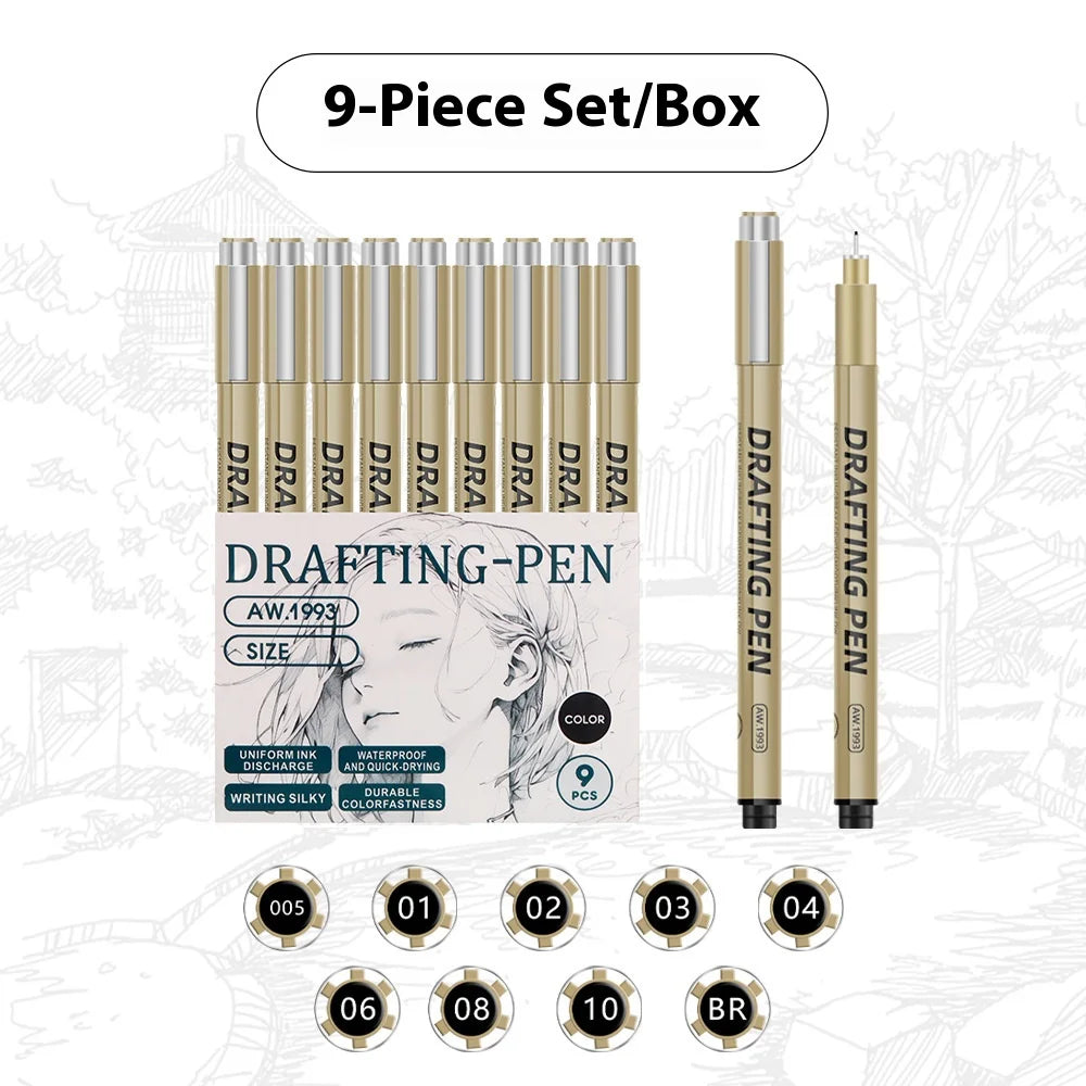 Manga Black Fineliner Marker Set – 1/6/9/12PCS Fine Tip Drawing Pens for Sketching, Comics & Art