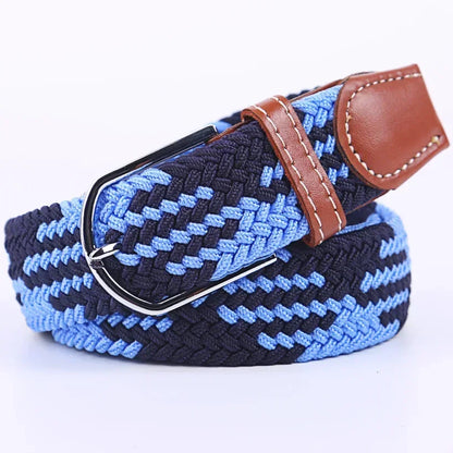 Ceinture élastique tressée unisexe en toile tissée, à boucle ardillon, pour jeans (107/120/130cm)