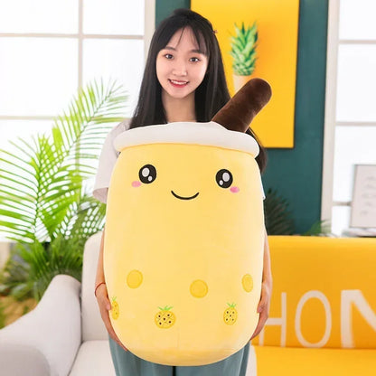 Giant Bubble Tea Plush Pillow – 22–70cm Squishy Milk Tea Boba Stuffed Toy Fruit Drink Bottle Decor Gift