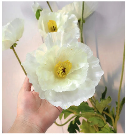 105cm Artificial Poppy Flowers – Large Realistic Faux Floral Stem for Wedding Decor, Vase Arrangements, Home Decoration, Photo Props & Window Displays