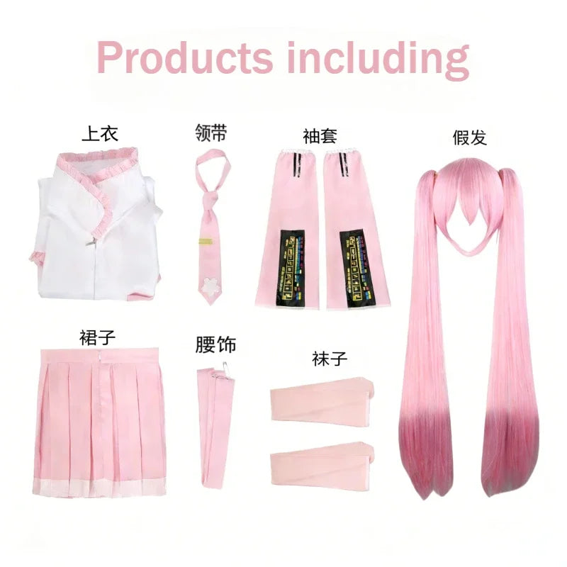Green Ponytail Anime Cosplay Wig & Costume Set – Virtual Singer Roleplay Outfit with Top & Skirt for Comic Con, Party & Halloween Props