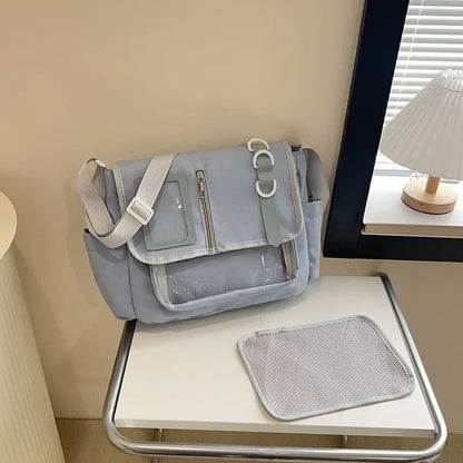 Bolso Bandolera con Lazo Estilo Universitario – Bolso de Hombro de Gran Capacidad para Chicas, Bolso Ita de Moda JK, Bolso de Mano con Acento de Lazo para Libros Escolares, Material Escolar y Uso Diario