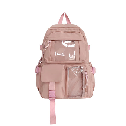 Cute Nylon Backpack for Girls & Women – Multi-Pocket Student School Bag, Lightweight Casual Backpack for Students, Travel & Daily Use
