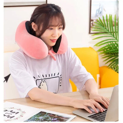 Almohada de cuello de espuma viscoelástica en forma de U – Almohada de viaje suave para dormir en avión, cojín de soporte cervical, almohada ergonómica para el cuello para viajes, oficina y relajación en el hogar
