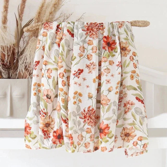 Couverture d'emmaillotage pour bébé en mousseline de bambou – Ultra douce 120 x 120 cm, couverture de naissance, d'emmaillotage et de chambre d'enfant