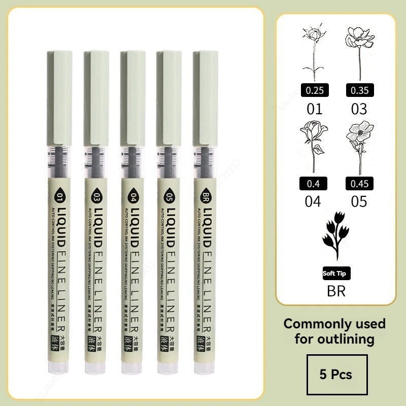 Set de marqueurs Manga – Stylos à croquis à pointe fine 5/8 pièces pour le dessin, l'illustration, la calligraphie et les fournitures scolaires