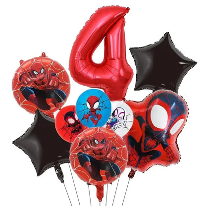Spider Hero Birthday Party Supplies Set – Kids' Party Tableware Kit with Plates, Cups, Tablecloth, Backdrop, Balloons & Decorations