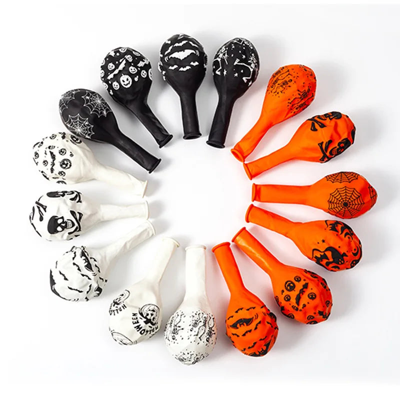 20/50/100PCS Halloween Printed Balloons – 12-Inch Helium Balloons with Pumpkin, Bat & Little Devil Designs for Halloween Party Decorations